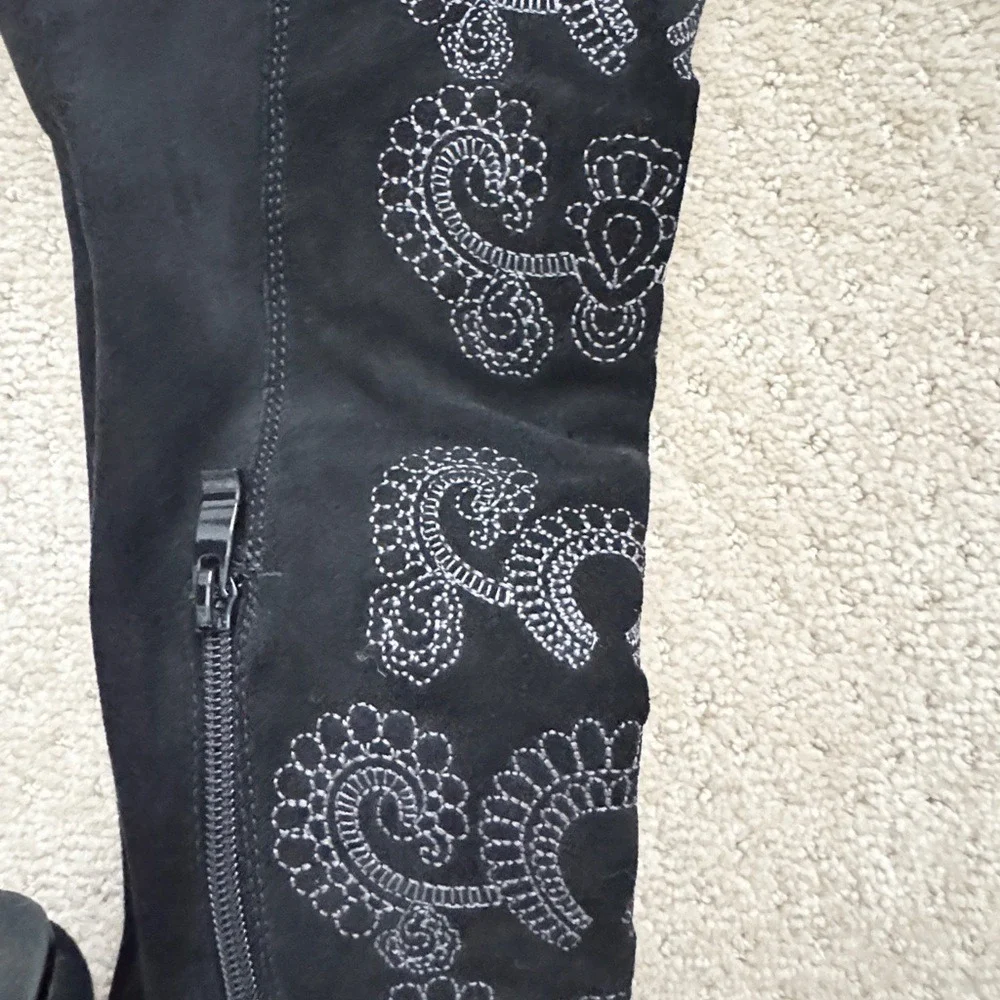 SBICCA CHENOA‎ Black Over The Knee Boots Embroidery Leather Boots (Size 8)